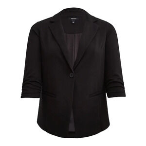 Torrid NWT Single Button Studio Cupro Classic Blazer Black Size 6X 30 3/4 Sleeve